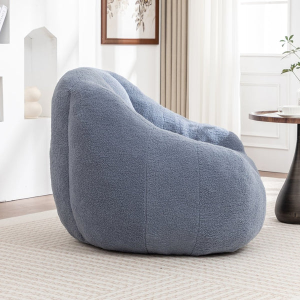 English Elm Bean Bag Chair Oversized Faux Fur Memory Foam Lounge Seat for Dorm or Living Room Light Blue W2200P302144