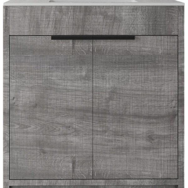 30 Inch Freestanding Wood Bathroom Vanity with Double Doors and Integrated Ceramic Sink Basin