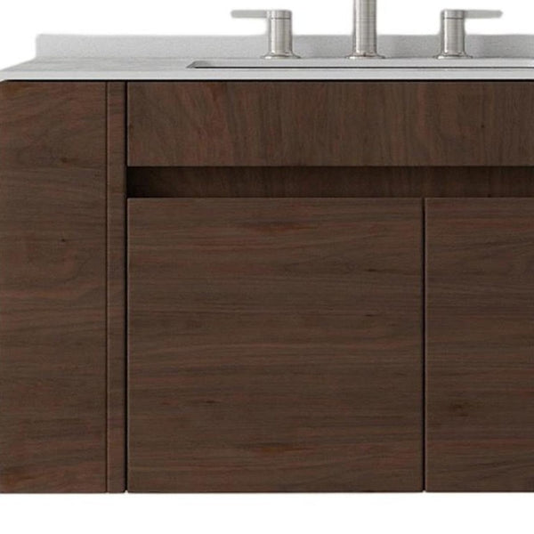 30 Inch Floating Bathroom Vanity with Double Door Cabinet and Integrated White Sink