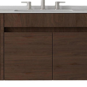 30 Inch Floating Bathroom Vanity with Double Door Cabinet and Integrated White Sink
