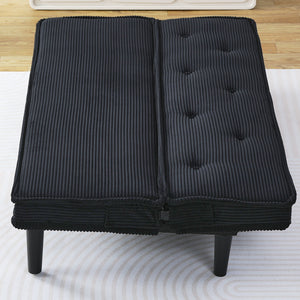 English Elm This 66-inch corduroy sofa bed with button-back design, sturdy wood frame, comfy sponge cushions, 500lb capacity Black W3371P311444