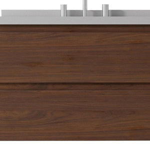 HomeRoots 30 Inch Floating Bathroom Vanity in Brown Wood Finish with Integrated Sink Cabinet 761070