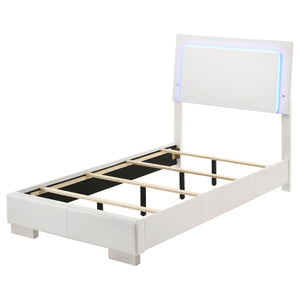 English Elm Felicity Modern High Gloss Twin Bed With Led Panel Lighting - Sleek Design & Durable Support B062S00865