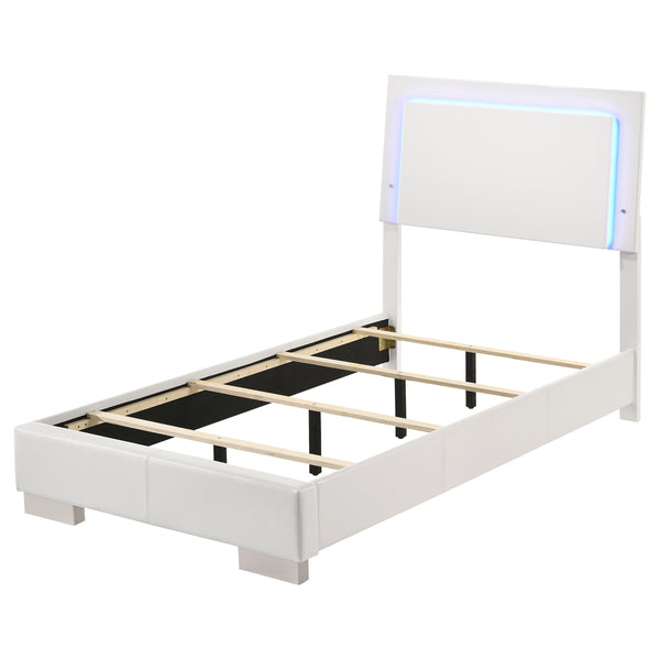 English Elm Felicity Modern High Gloss Twin Bed With Led Panel Lighting - Sleek Design & Durable Support B062S00865