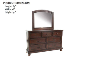 English Elm Traditional Seven Drawer Cherry Dresser with Bun Feet and Classic Hardware for Bedroom B011P448872