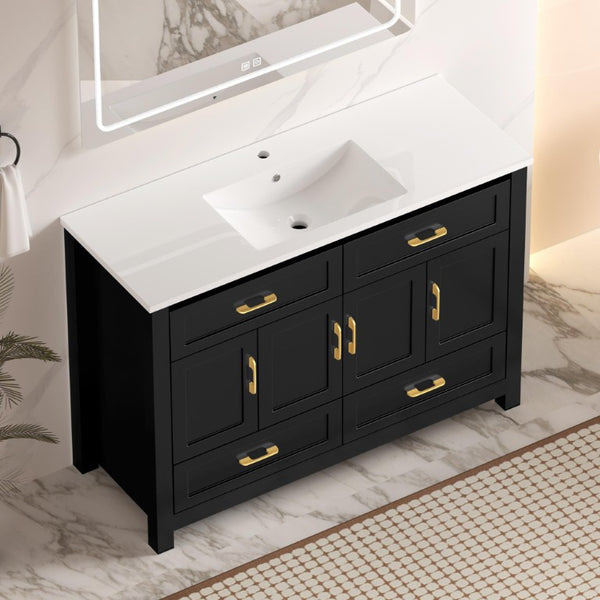 48 Inch Freestanding Bathroom Vanity with Sink Four Doors and Drawers for Modern Bathrooms