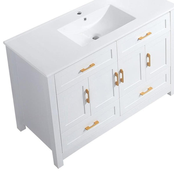 48 Inch Freestanding Bathroom Vanity with Sink Four Doors and Drawers for Modern Bathrooms