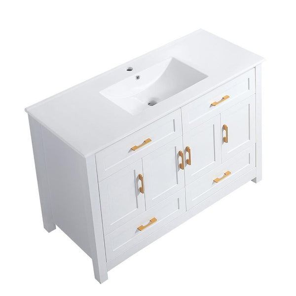 48 Inch Freestanding Bathroom Vanity with Sink Four Doors and Drawers for Modern Bathrooms