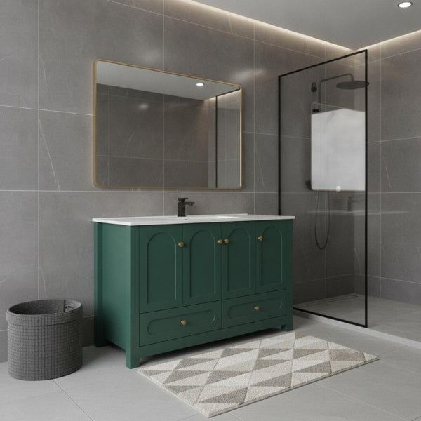 48 Inch Freestanding Wood Bathroom Vanity Cabinet with Sink Four Doors and Two Drawers Storage