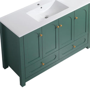 48 Inch Freestanding Wood Bathroom Vanity Cabinet with Sink Four Doors and Two Drawers Storage