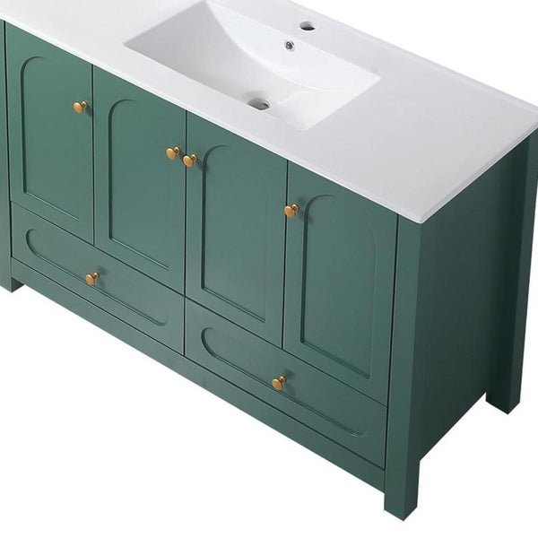 48 Inch Freestanding Wood Bathroom Vanity Cabinet with Sink Four Doors and Two Drawers Storage