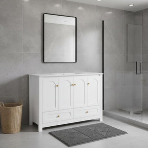 48 Inch Freestanding Wood Bathroom Vanity Cabinet with Sink Four Doors and Two Drawers Storage