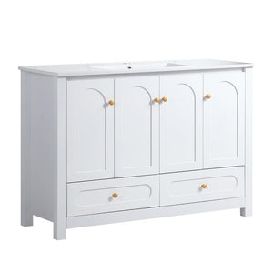 48 Inch Freestanding Wood Bathroom Vanity Cabinet with Sink Four Doors and Two Drawers Storage