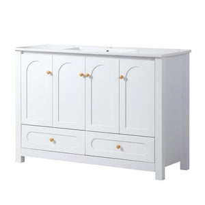 48 Inch Freestanding Wood Bathroom Vanity Cabinet with Sink Four Doors and Two Drawers Storage