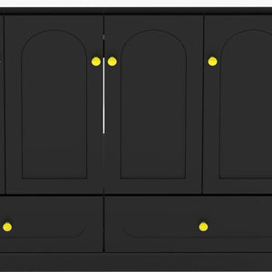 48 Inch Freestanding Wood Bathroom Vanity Cabinet with Sink Four Doors and Two Drawers Storage