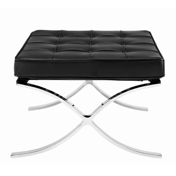 24 Inch Tufted Faux Leather Vanity Stool with Stainless Steel Base for Glam Bedroom Seating
