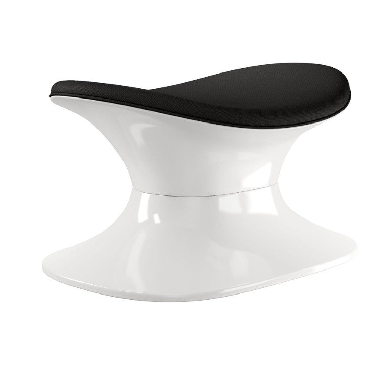 HomeRoots 21 Inch Oval Cotton Footstool in Classic Monochrome for Living Room Accent Seating 761120