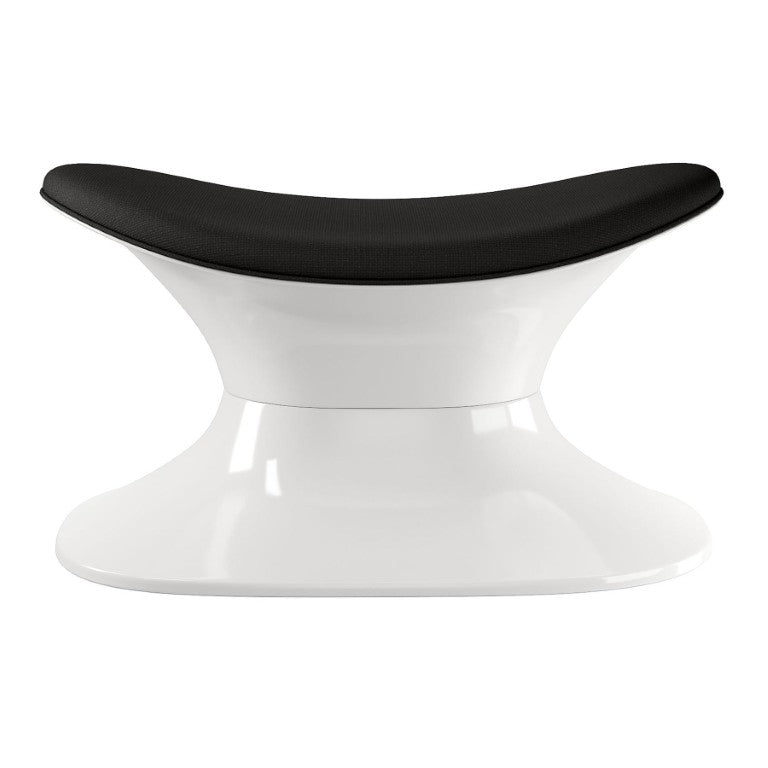 HomeRoots 21 Inch Oval Cotton Footstool in Classic Monochrome for Living Room Accent Seating 761120
