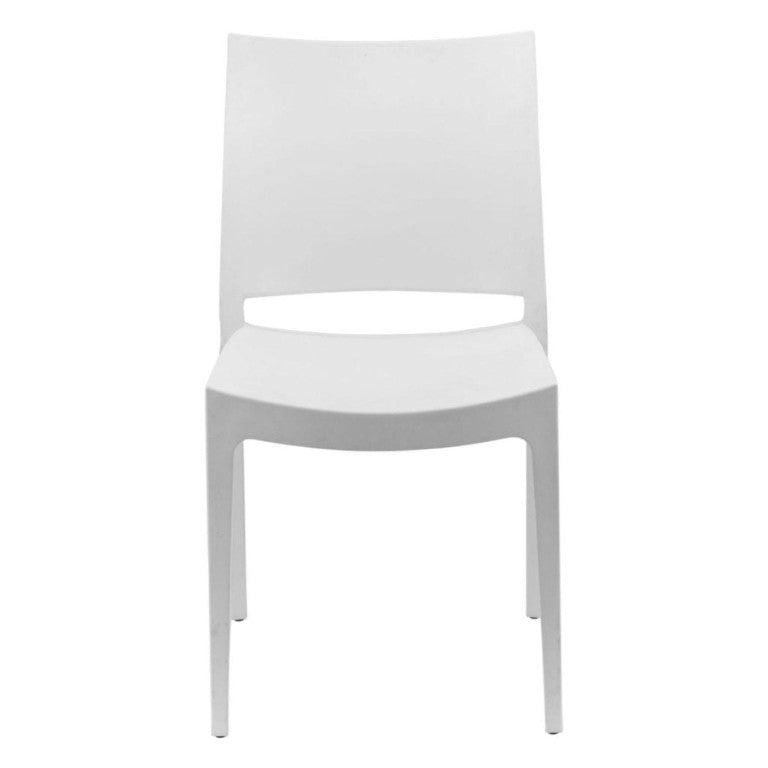 HomeRoots White Plastic Dining Chair with Open Lattice Back Sturdy Modern Side Seating 761159