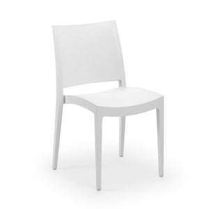 White Plastic Dining Chair with Open Lattice Back Sturdy Modern Side Seating