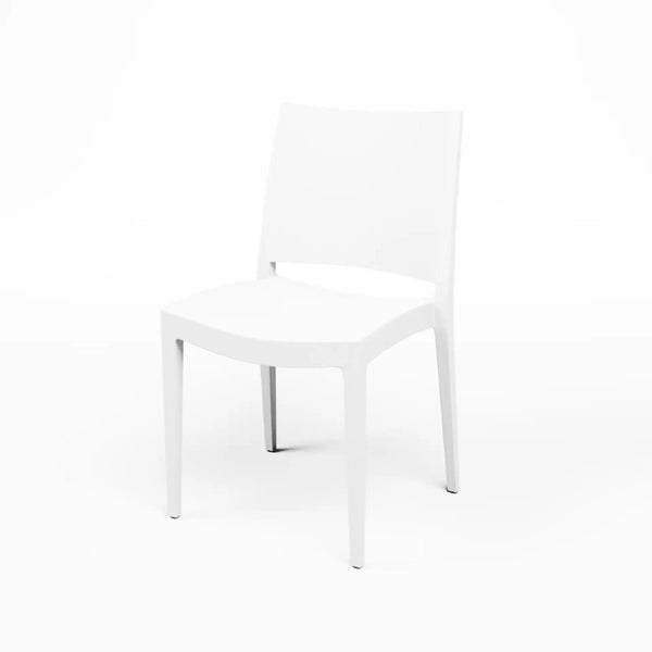 White Plastic Dining Chair with Open Lattice Back Sturdy Modern Side Seating