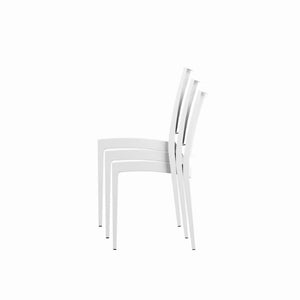White Plastic Dining Chair with Open Lattice Back Sturdy Modern Side Seating