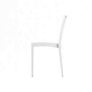 White Plastic Dining Chair with Open Lattice Back Sturdy Modern Side Seating