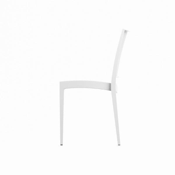 White Plastic Dining Chair with Open Lattice Back Sturdy Modern Side Seating
