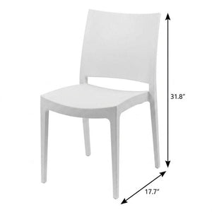 White Plastic Dining Chair with Open Lattice Back Sturdy Modern Side Seating