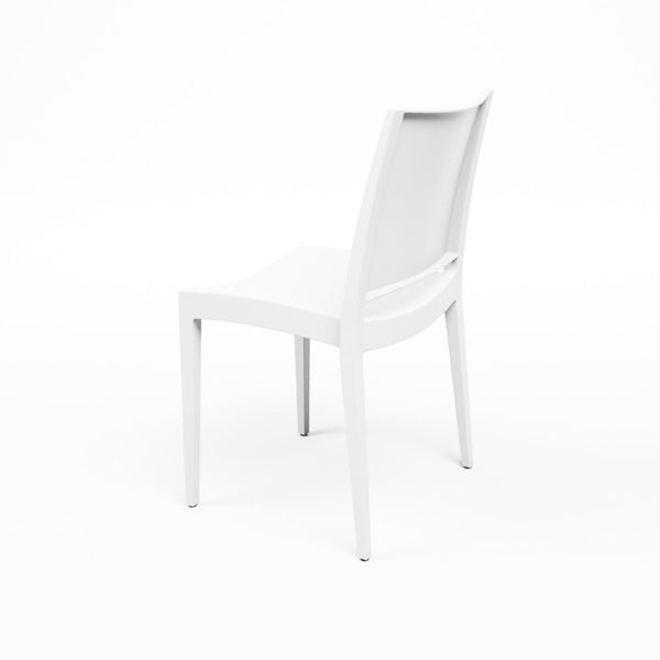 Set of Two Modern White Plastic Dining Chairs with Ventilated Open Back Design