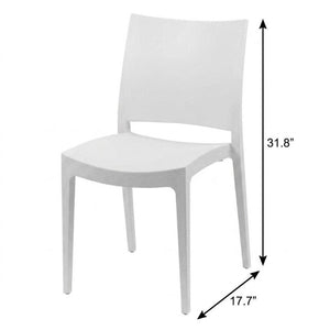 Set of Two Modern White Plastic Dining Chairs with Ventilated Open Back Design