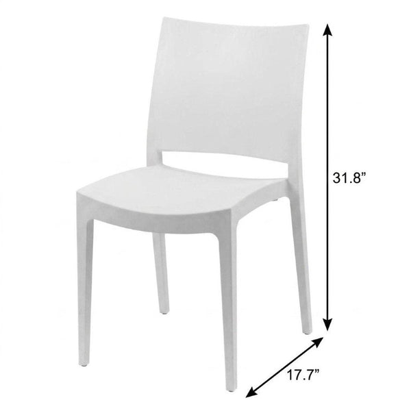 Set of Two Modern White Plastic Dining Chairs with Ventilated Open Back Design