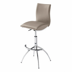 Set of Two Adjustable Swivel Barstools with Faux Leather Seats and Chrome Steel Base