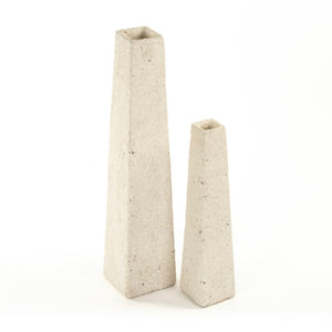 Zentique Distressed Ivory Ceramic Candle Holder Tall Tapered 16.5" Rustic Matte Finish for Farmhouse Decor 7611S A626