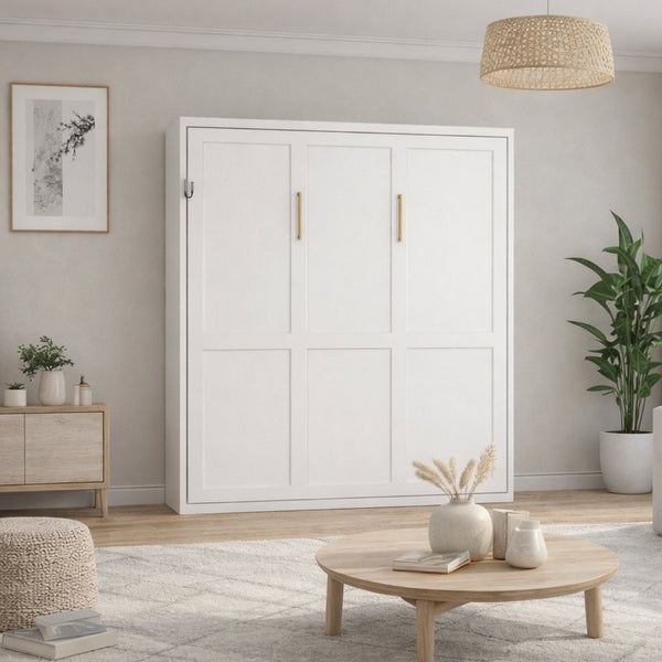 English Elm Multifunctional Queen Murphy Wall Bed with Hydraulic Soft Close and Solid Wood Slat Support W5290S00001