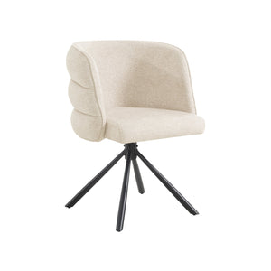 English Elm 270° Swivel Mid-Century Modern Upholstered Desk Chairs Set of 2 with Thick Cushion & Metal Base Beige W757P281146