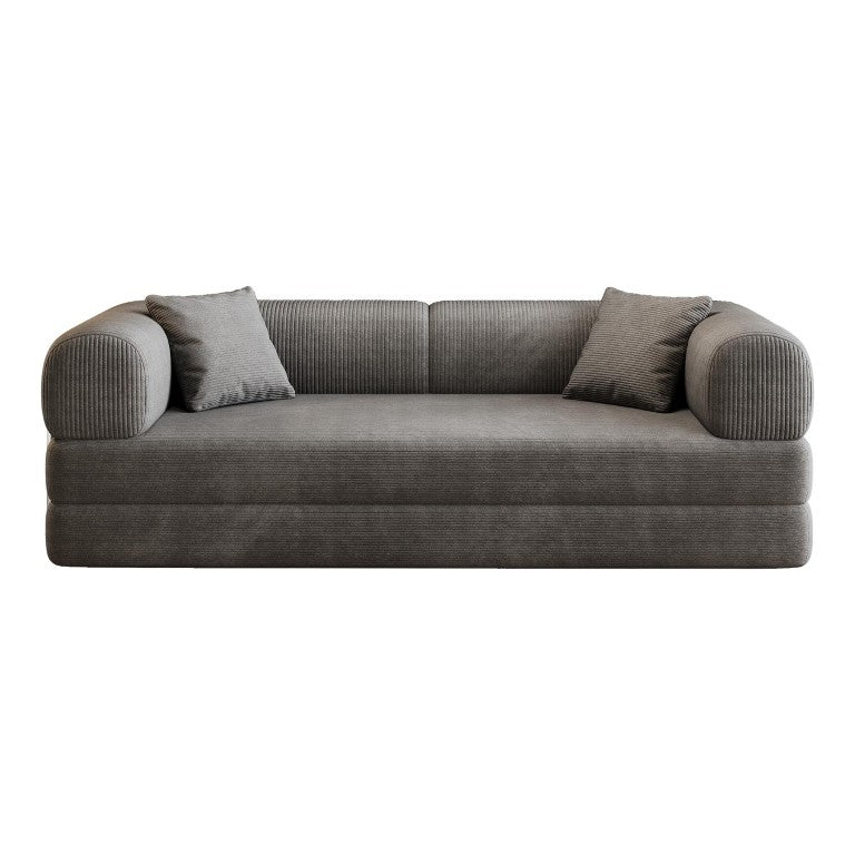 HomeRoots 79 Inch Corduroy Convertible Futon Sleeper Sofa for Modern Living Room Lounging and Guests Gray 761224