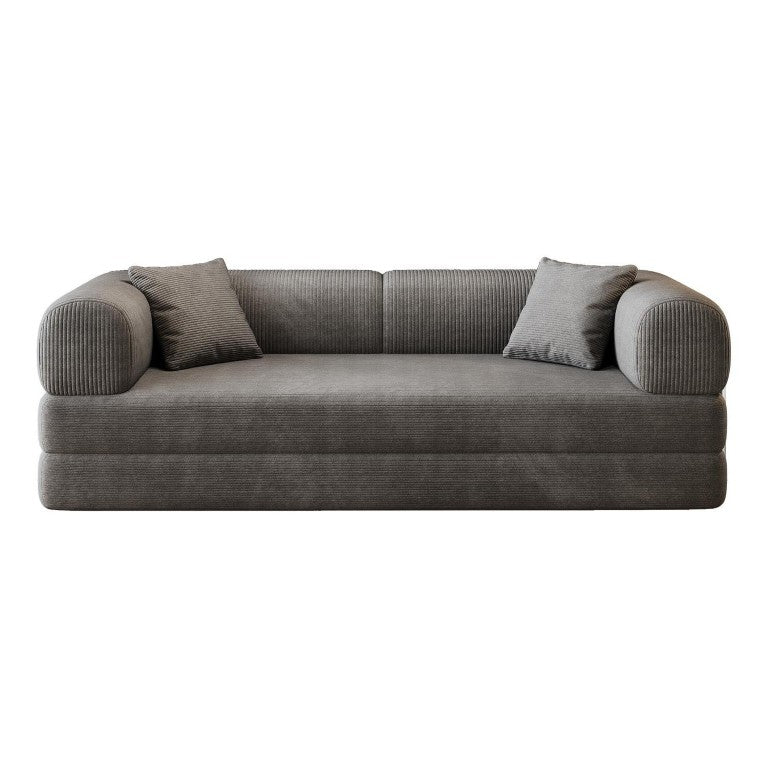 HomeRoots 79 Inch Corduroy Convertible Futon Sleeper Sofa for Modern Living Room Lounging and Guests Gray 761224