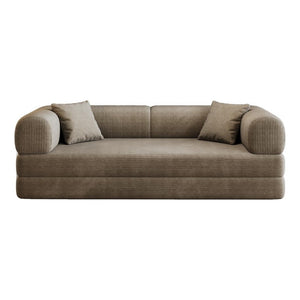 HomeRoots 79 Inch Corduroy Futon Sleeper Sofa with Toss Pillows for Living Room Comfort 761227