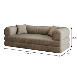 79 Inch Corduroy Futon Sleeper Sofa with Toss Pillows for Living Room Comfort