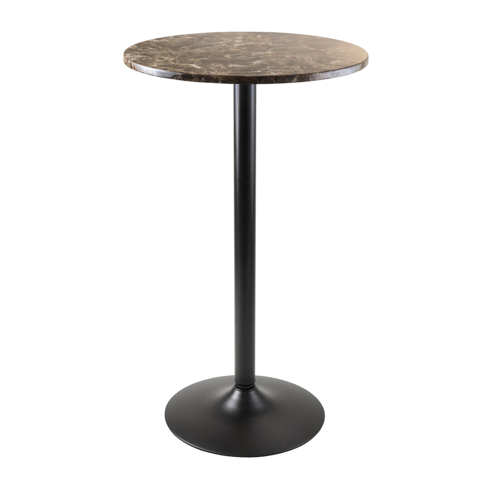 Winsome Wood Cora Round Pub Table - Stylish Faux Marble Top With Black Metal Base For Modern Dining & Gatherings Black Faux Marble ,Metal 76124-winsome-wood