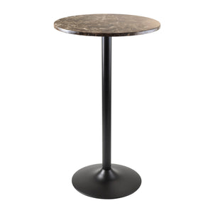 Winsome Wood Cora Round Pub Table - Stylish Faux Marble Top With Black Metal Base For Modern Dining & Gatherings Black Faux Marble ,Metal 76124-winsome-wood
