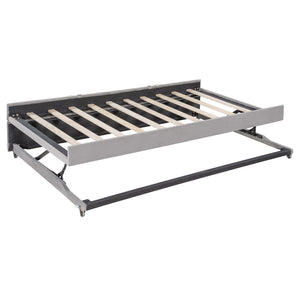 English Elm Full L-Shaped Upholstered Daybed with Pull-Out Twin Trundle, Built-In USB Ports, Modern Chic Design Gray SF000192AAE