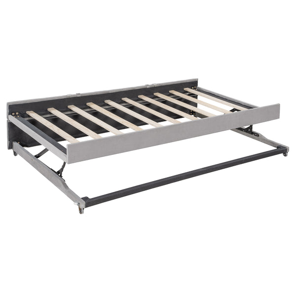 English Elm Full L-Shaped Upholstered Daybed with Pull-Out Twin Trundle, Built-In USB Ports, Modern Chic Design Gray SF000192AAE