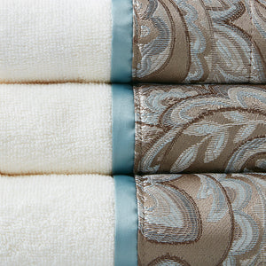 JLA Home Madison Park - 6 Piece Jacquard Towel Set – Plush 100% Cotton Spa Collection with Paisley Hem, OEKO‑TEX Certified Elegance MP73-5310