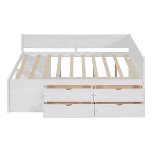 English Elm Full Size Daybed with Storage Drawers Open Shelves Low Profile Contemporary Frame White LP102023AAK-1