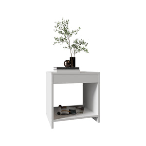 English Elm Night Night Table 16.5"H Engineered Wood Bedside Table with Spacious Shelf, Compact Modern Design White 17.72 L x 15.75 W x 3.54 H B097P250886