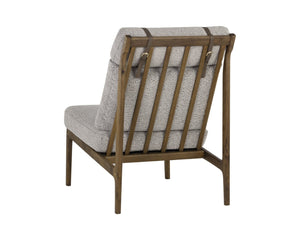 Sunpan ELANOR Lounge Chair - Stylish Walnut Frame with Copenhagen Cappuccino Boucle & Leather Straps 112585