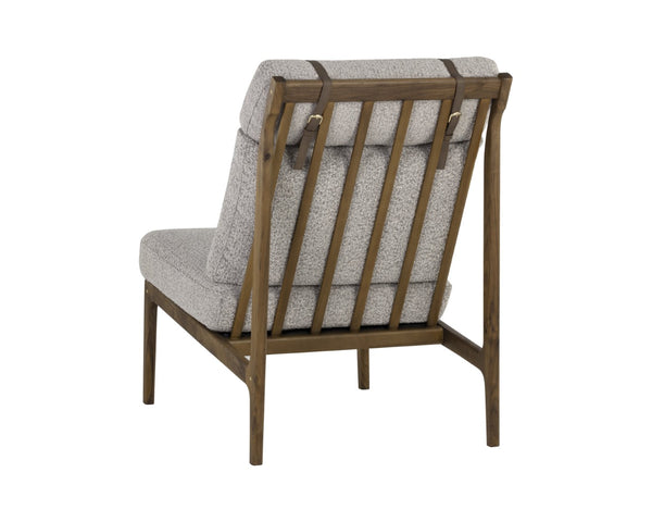 Sunpan ELANOR Lounge Chair - Stylish Walnut Frame with Copenhagen Cappuccino Boucle & Leather Straps 112585