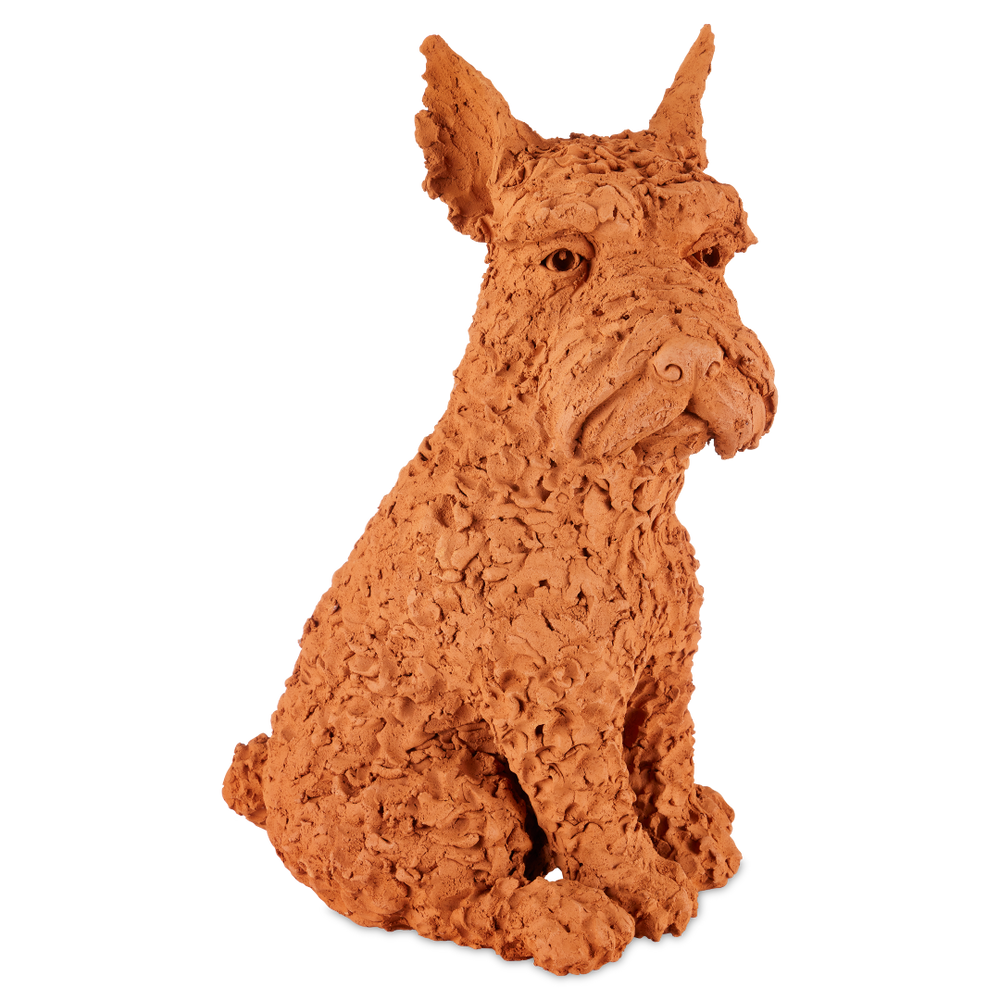 Oscar the Scottish Terrier Sculpture - Whimsical Terracotta Art by Nhut Nhathawut, 23.5" Tall